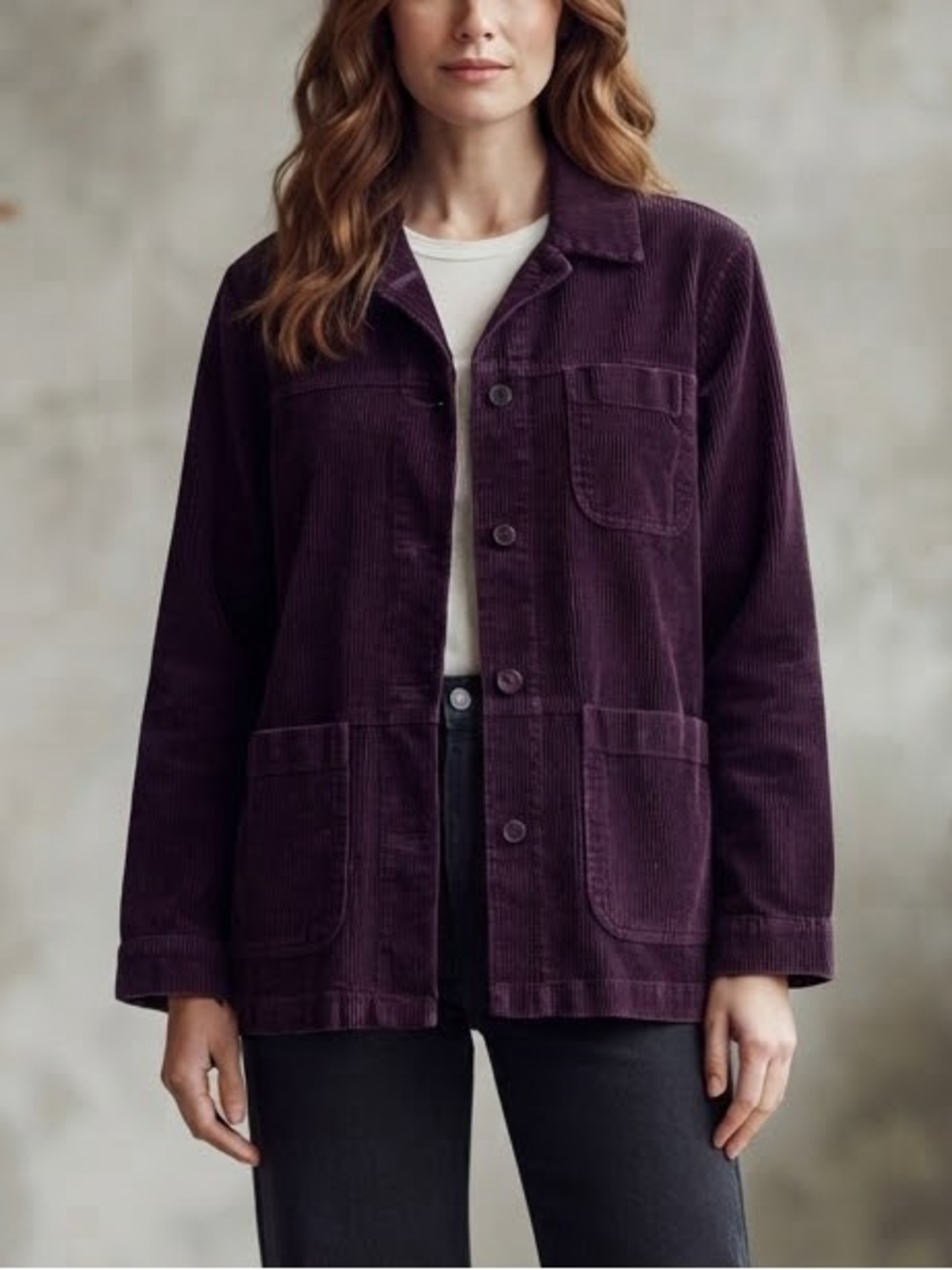 VTG Dressbarn Corduroy Chore Jacket Plum Purple  Large Cotton